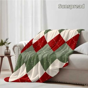 Beast Kingdom | Giáng Sinh Argyle Mềm Mại Ấm Áp Chăn Flannel Nhẹ Ấm Cúng Polyester Vải Lông Cừu San Hô Vải Trang Trí Nhà Chăn Cho Phòng