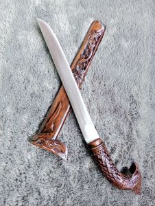 GOLSEM (golok sembelih) 30 CM GAGANG UKIRAN BURUNG GARUDA pisau sembelih baja 30 cm