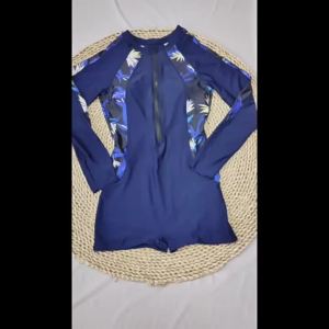 223Women Zip Front  Rash Guard Long Sleeve Surfing Boyshorts Women1 Piece Swimsuit Surf Swimwear Floral 2025 Sport Plus Size Female Bathing Suit