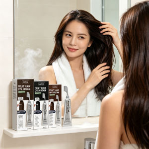 EELHOE | Fruit Hair Dye Cream Cover Gray White Hairs Enhance Black Shiny Easy To Color Reduces Fading Moisturizing Comb Hair Dye 3 Colors