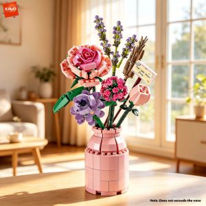 KAVOWORLD 544PCS Elegant Rose Lavender Brick Flower Bouquet Everlasting Building Blocks Romantic Anniversary Gift Home Decro