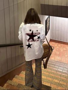 American Style Pure Cotton Long Sleeve T-Shirt Womens Loose Print Base Shirt Autumn Winter Sweet School Style Top