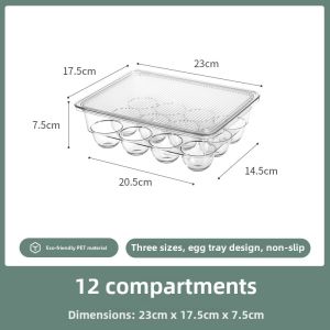 Bangjiayi Egg Storage Box Transparent ness Preservation Refrigerator Shelf Side Door Shockproof Anti-fall Food Storage Box