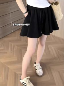 กางเกงขาสั้นทรงเอวสูงผ้าโพลีเอสเตอร์สำหรับผู้หญิงไซส์ใหญ่ กางเกงขายาวทรงหลวมๆ สำหรับใส่ไปทำงานในฤดูร้อน