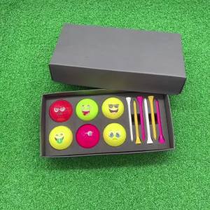 Bộ 13 Quả Bóng Golf Vui Nhộn Có Mặt Cười Gồm 6 Quả Bóng Golf Độc Đáo Kèm 6 Tee Và Hộp Quà Tặng Để Luyện Tập Vui Vẻ