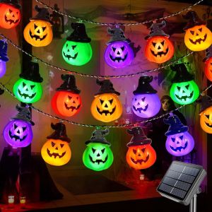 10/20/30/50 Leds Pumpkin Lamps RGB String Lights Solar Halloween Lights Outdoor Waterproof Lights for Garden Patio Landscape
