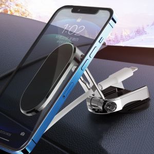 Foldable Magnetic Car Phone Stand Magnet Phone Dashboard Holder 360-degree Rotatable Navigation Holder Car Accessories Support