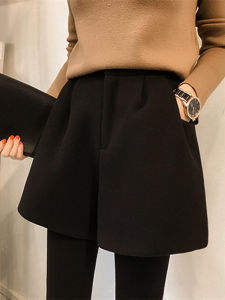 Fall and Winter New Arrival Woolen Shorts Plus Size Female High Waist A- line Wide Leg Pants Plus Size Ladies Loose Slim Looking Outerwear Bottoming Bootcut Pants
