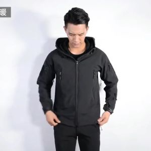 FUGUINIAO Mens Waterproof Coat Hood Camp Jacket Waterproof Jacket Military Shark Skin Soft Shell Jackets
