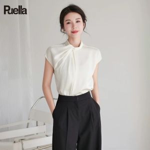 puella | Champagne Colored Short Sleeve Half Neck Chiffon Shirt Summer Office Style