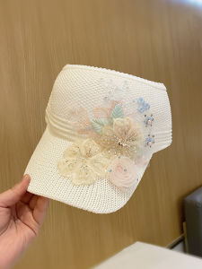 หมวกเบสบอลทรงปากเปิดปักลายมือทำจากผ้าฝ้ายระบายอากาศได้ดีสำหรับผู้หญิงในฤดูใบไม้ผลิและฤดูร้อน หมวกทรงปากกว้างสำหรับการเดินทาง