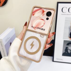 Ultra-Thin Transparent Electroplated Magnetic Absorption Wireless Charging Case for Honor MagicVFlip Foldable Screen Shell for Men And Women