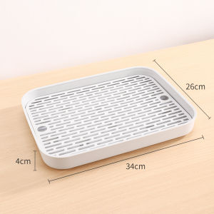OUSKA | Large Rectangular Plastic Tea Tray with Water Storage and Drainage
