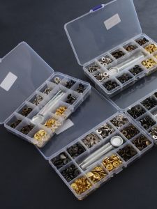 Bộ Nút Da Bằng Đồng 633# Bộ Nút Bốn Khóa Nút Trắng Lớn Nút Phần Cứng Nút Bề Mặt 125mm Bao Gồm Bộ Dụng Cụ May Vá DIY