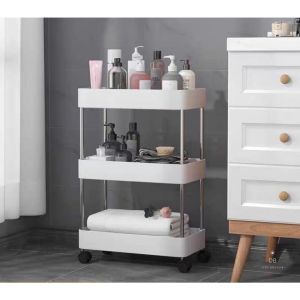 MJ88 RAK 3 SUSUN DENGAN 4 RODA MULTIFUNGSI / RAK SALON / RAK KAMAR MANDI SUPER MURAH