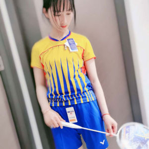 Victor Mens And Womens Badminton Sports Clothes Quick Dry Knitted Childrens Major Tournament Uniform Short Sleeve T Shirt