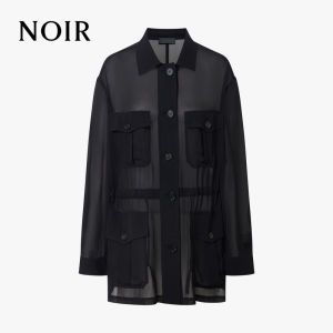 MO&Co. | Noir Series Light and Transparent Silk Work Jacket Waist Cinching