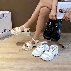 Julyya Muffin Bottom Thick Leather Casual Sandals women shoes