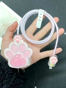 4in1 Set Pelindung Kabel Ins Fashion Cover Silikon Untuk Iphone/Ipad 18W/20W Charger Pelindung Kabel