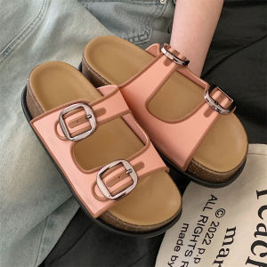 High-End Color Block Birkenshoes Womens Outdoor Fashionable Summer Anti-Slip Flat Heel Korean Style Youth Casual Slip-On Sandals