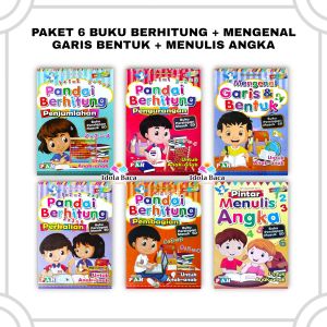 Paket 6 Buku Pandai Berhitung + Mengenal Garis Bentuk + Menulis Angka PAH