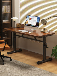 Simple Modern Adjustable Height Computer Desk Home Office Desk Study Desk Mobile Table Chair Set Steel Frame No Storage Drawer