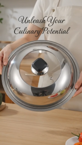 Nipiin 30-44CM Stainless Steel Pot Lid Visible Glass Top Pot Cover Cookware Accessories