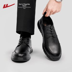 Warrior | New Business & Casual Wedding Height-Increasing Black Large Round Thick Sole Men Shoes