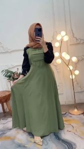 GAMIS TERBARU 2024 ADERA DRESS CRINKLE AIRFLOW KOMBINASI FASHION MUSLIM DRESS SIZE M-L-XL WARNA 9