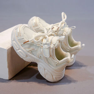 Girls Running Shoes Spring Autumn Lightweight Breathable Mesh Soft Bottom Dad Shoes Boys Low Cut Synthetic Leather Shoes