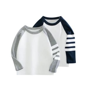 Spring 2026 Boy T-shirt New Childrens Long-sleeved Tops Kids Casual T-shirt Girl Bottoming Shirt 2-8Y Toddler Patchwork Clothe