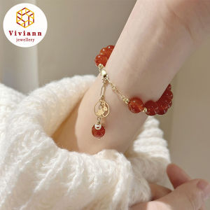 Viviann Original Happy Rabbit Red Agate Jade Rabbit Bracelet Hand String Video New Year Gift Red Agate Bead Bracelets For Women Bracelet Fine Jewelry Red bangle Jewelry 属兔本命年兔子手链