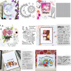 Moon And Sun Chevron Patter Clear Stamps Beautiful Bouquet Cute Animal Friends Stamp Set For DIY Scrapbooking Card Craft Making