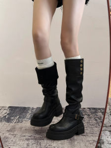 MIFULIAN | Slim Fit High Thigh Black Boots Thick Sole