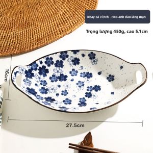 SHELI | Đĩa Cá Hình Elip Chất Lượng Cao có 2 Quai