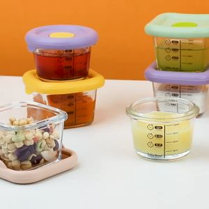 WONDER Baby Food Container Glass Tempat penyimpanan Mpasi Tutup Silikon Box kaca Mpasi tahan panas
