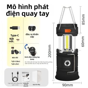 Đèn Lồng Trại Dùng Tay Quay Sạc Năng Lượng Mặt Trời
