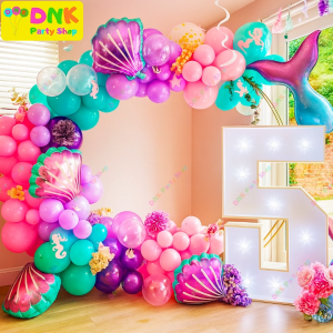 Mermaid Tail Balloon Aesthetic Garland Set Organic Size Combination Standard Party Decor Pink Teal Violet Mint