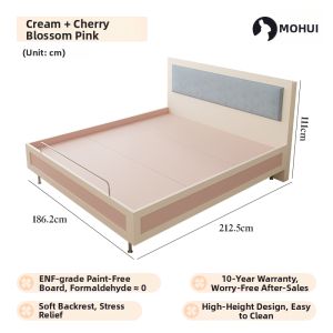 MOHUI | Dopamine Creamy Pink Soft-Padded Bed 1.8m