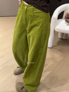 Autumn New Design Slimming Solid Color Corduroy Casual Pants Womens High Waist Wide Leg Loose Straight Long Trousers