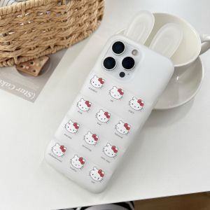 Sanrio | Rabbit Ear Down Jacket Sanrio KT Cat Phone Case For iphone 17 16 15 12 13 14 Pro Max Silicone Shockproof Soft Cover For Girls