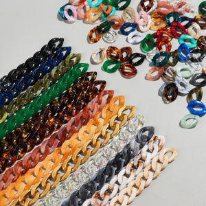 100pcs Marble Color Acrylic 17x23mm Irregular Cuban Link Chain Loose Beads for Bracelet Necklace Making DIY Jewelry Accessories
