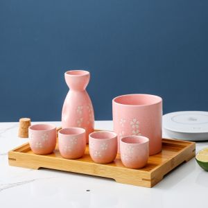 Japanese Style Ceramic Wine Set Small Ceramic Wine Pot for Heating And Serving White And Hard Liquor Cups Traditional Japanese Dining Utensils
