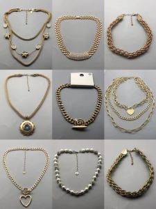 Exaggerated Vintage Silver Gold Womens Necklace Original Jewelry Multi-layered Lockbone Chain Fashionable Accessory