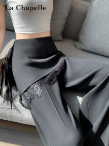 La Chapelle | Lace Decoration Wide Leg Trousers Thin High Waist Droop Summer Pants