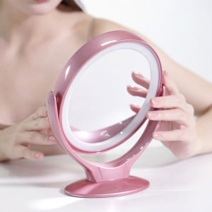 LED  Cosmetic Mirror With Lights Double-Sided Makeup Mirror 7X Magnifying Rechargeable 360° Rotating Freestanding Portable