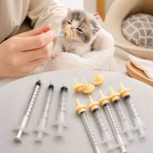 Lovinland Pet Feeding Kit with Nipple Silicone Feeding Tools for Kitten Puppy Feeding Bottle for Newborn Cat Dog Small Animals Rabbits
