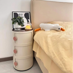 Nordic Style Mini round Plastic Bedside Table Modern Simple White Creative Small Cabinet Storage Furniture for Adults