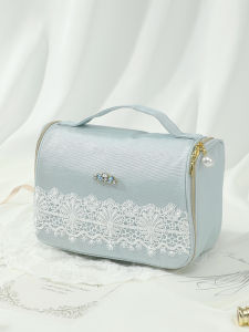 กระเป๋าเครื่องสำอางสำหรับเดินทางแบบพกพาสำหรับผู้หญิง ความจุขนาดใหญ่ กระเป๋าใส่เครื่องสำอางแบบถือได้ระดับไฮเอนด์ พร้อมหัวเข็มขัด