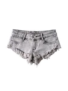 Womens Vintage Low Rise Denim Shorts Distressed Hem Booty Lifting Summer Micro Hot Pants‌